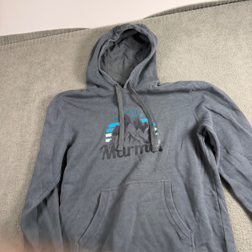 Marmot Mens Gray Mountain Graphic Pullover Hoodie Sweatshirt Large L/G